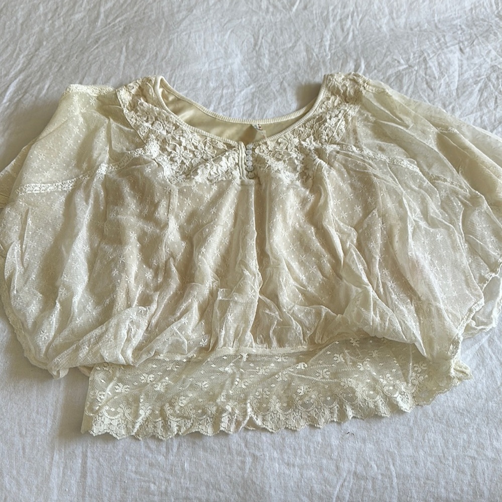 Free people cream lace top